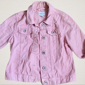 Childrens Place Distressed Denim Jacket 10-12 Pink